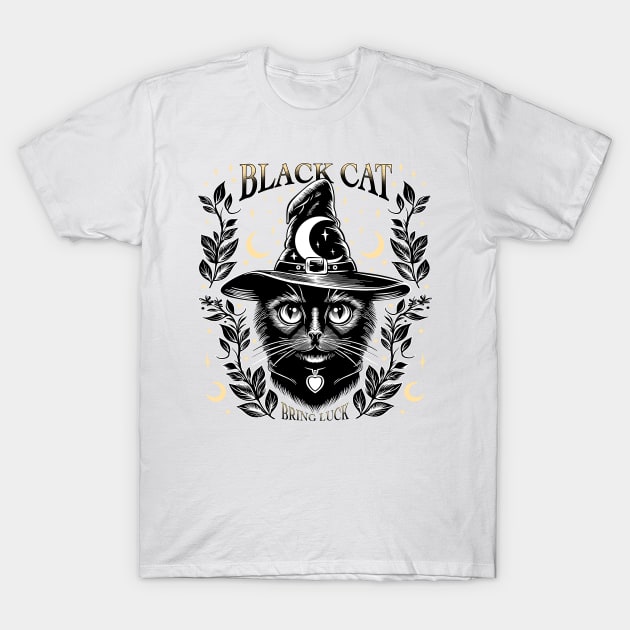 Black cat in witch hat T-Shirt by ilhnklv